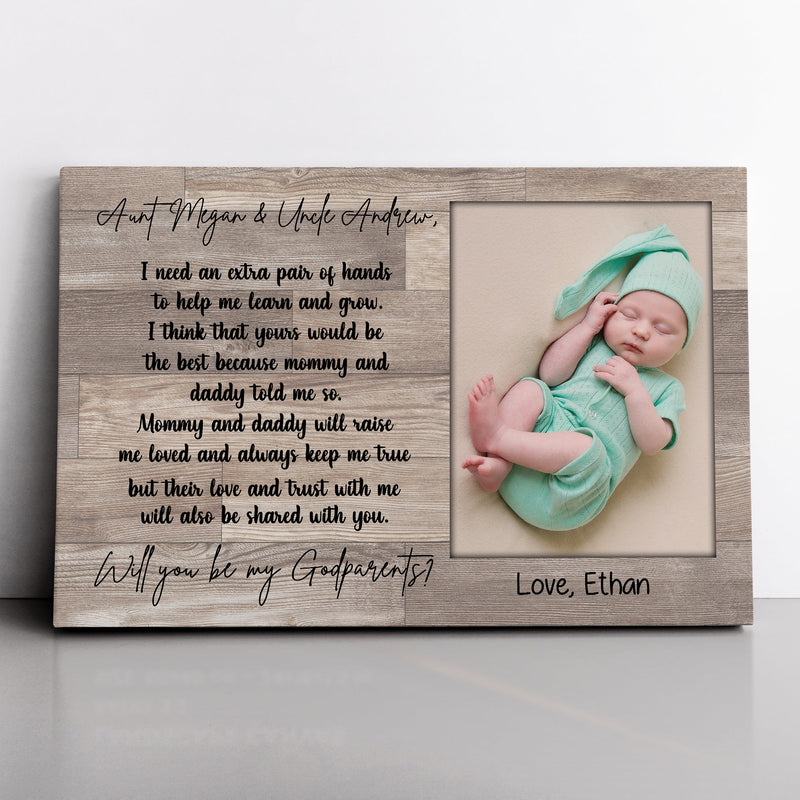 Custom Godparent Gift, Thank You Gift For Godparents, Will You Be My Godparents, Personalized Photo Frame, Godparent Proposal, Baptism Gift CANLA15_Anniversary Canvas