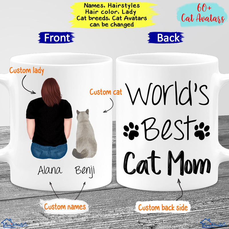 Personalized Cat Mom Mug, Cat Lover Gift, Best Friend Mug, Custom Cat Mug, World's Best Cat Mom Mug, Gift For Cat Lover, Cat Gift For Women MUG_Cat Mug