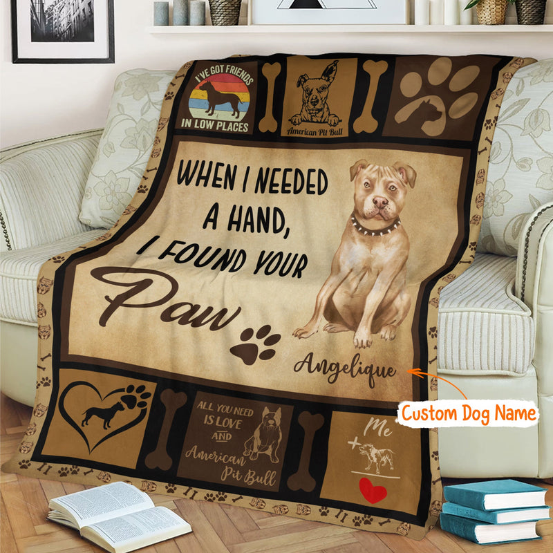 Personalized Dog Blankets With Name - American Pit Bull Terrier Breed, Customized Dog Blanket For Large Dogs Washable, Personalized Pet Blanket Gift For Dog Lover Dog Mom Dog Dad Gift FLBL_Pet Blanket