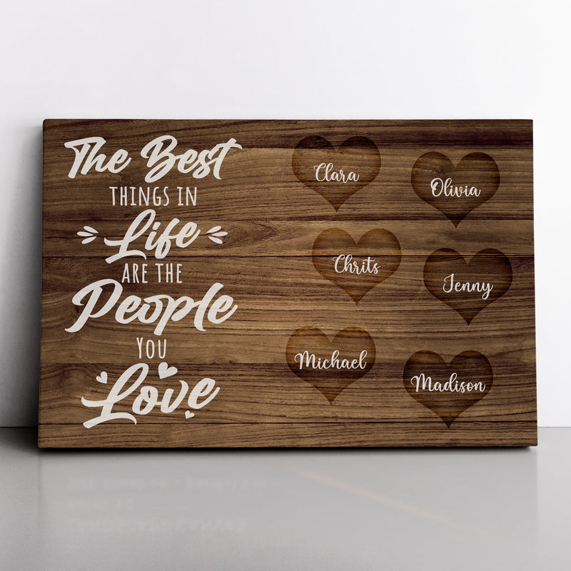Personalized Family Name Canvas Wall Art, Custom Name Sign, The Best Things In Life, Wedding Anniversary Gift For Him Her Mom Dad Grandma CANLA15_Canvas Heart Quote