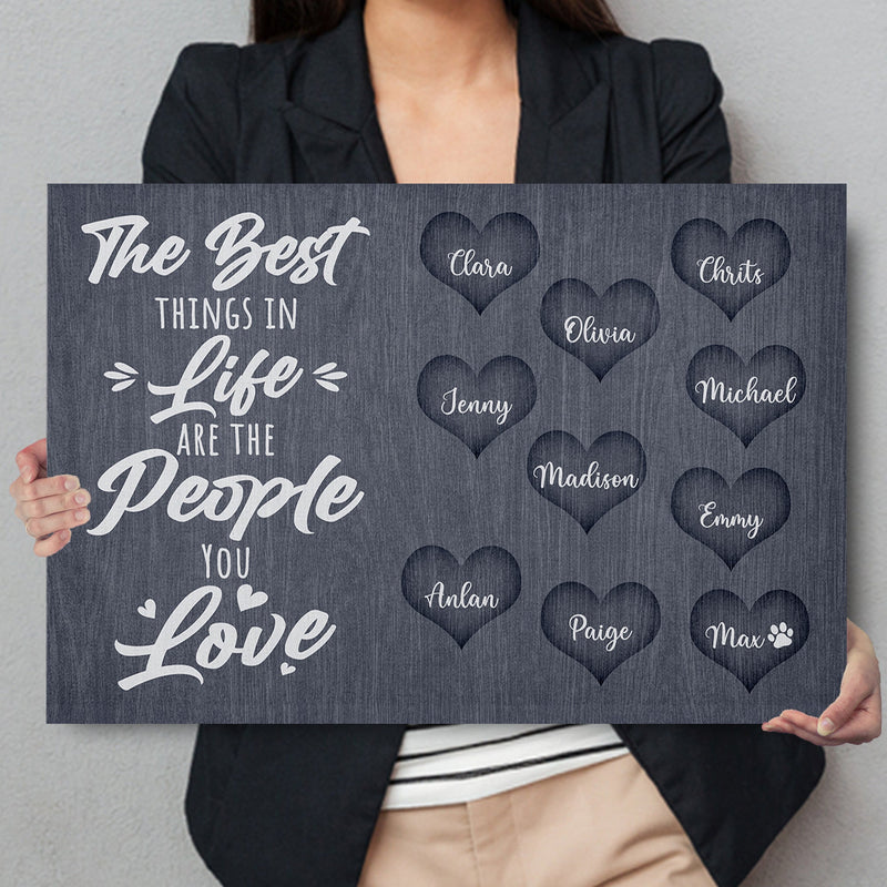 Personalized Family Name Canvas Wall Art, Custom Name Sign, The Best Things In Life, Wedding Anniversary Gift For Him Her Mom Dad Grandma CANLA15_Canvas Heart Quote