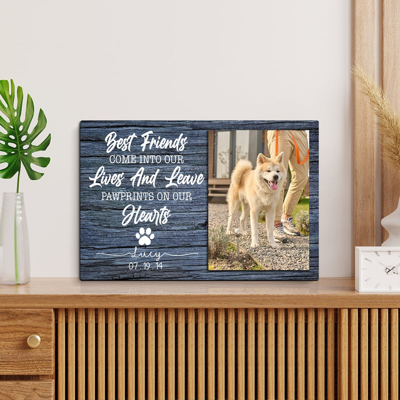 Personalized Photo Pet Memorial Canvas, Cat Dog Loss, Best Friends Come Into Our Lives And Leave Pawprints On Our Hearts Custom Photo Canvas CANLA15_Miss Pet Canvas