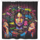 African American Shower Curtains - Prints Abstract Afro Painting African American For Bathroom