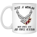 Air Force Coffee Mug Female Air Force Veteran - Just A Woman Who Loves Her Air Force Veteran 11oz - 15oz White Mug