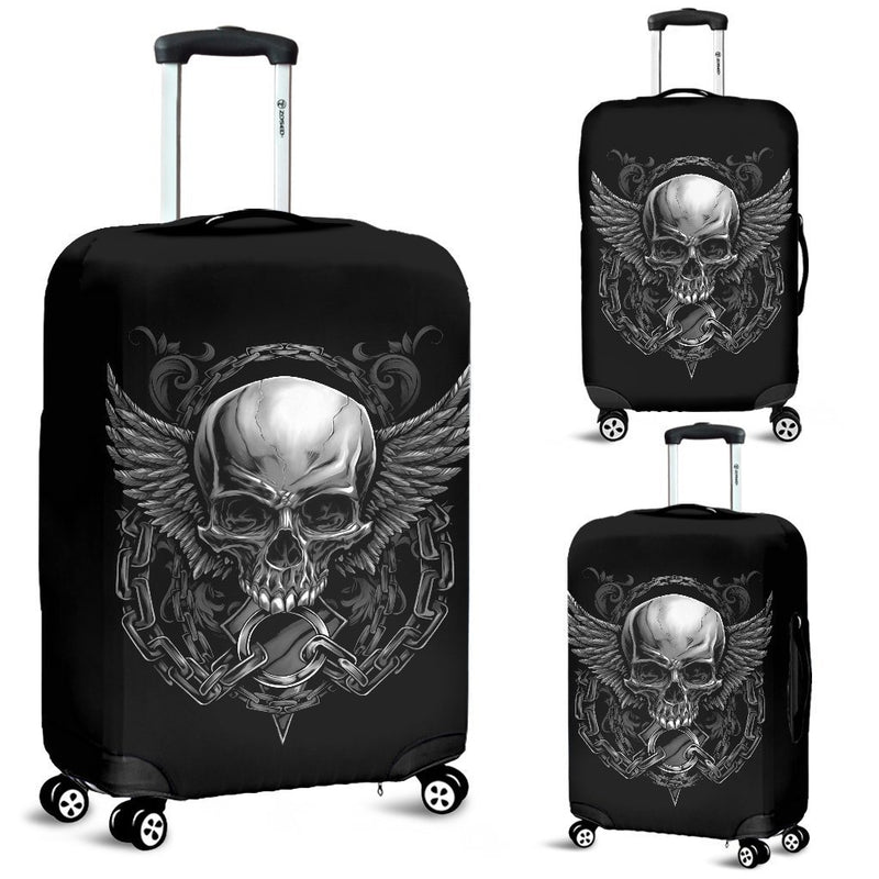 Amazing Badass Skull With Wings Luggage Cover interestprint