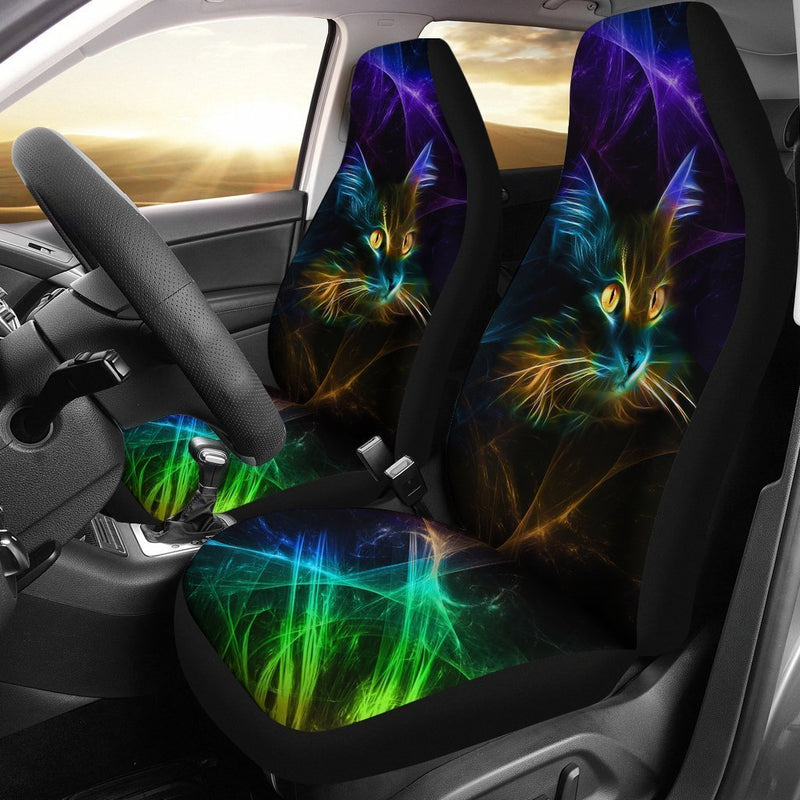 Amazing Neon Light Cat Car Seat Covers (Set Of 2)