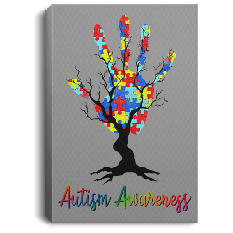 Autism Awareness Canvas - Autism Awareness Hand And Tree Canvas Wall Art Decor
