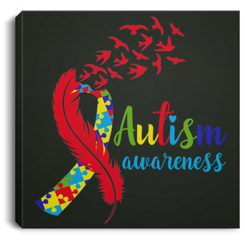 Autism Awareness Canvas - Feather Birds Puzzle Ribbon Cool Autism Awareness Canvas