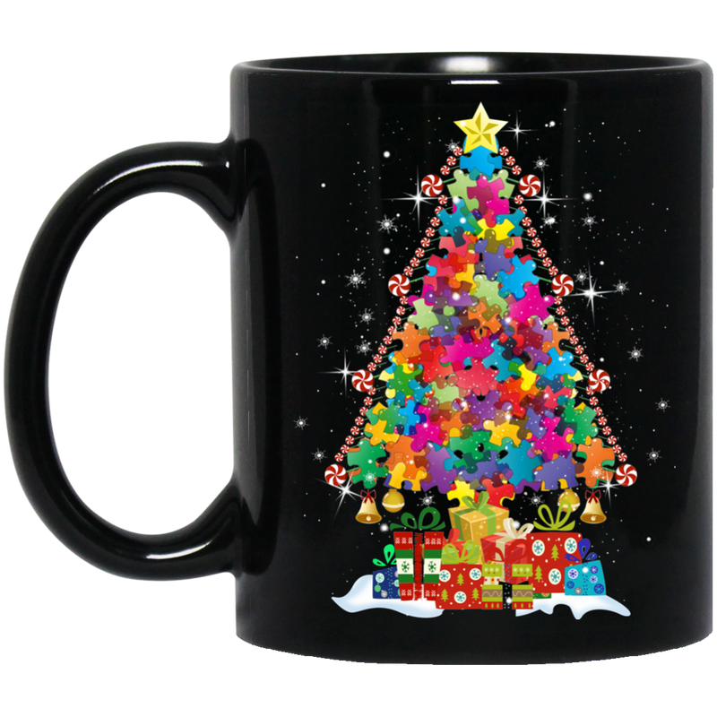 Autism Shaped as Christmas Tree Printed Mug 11 Oz - 15 Oz CustomCat