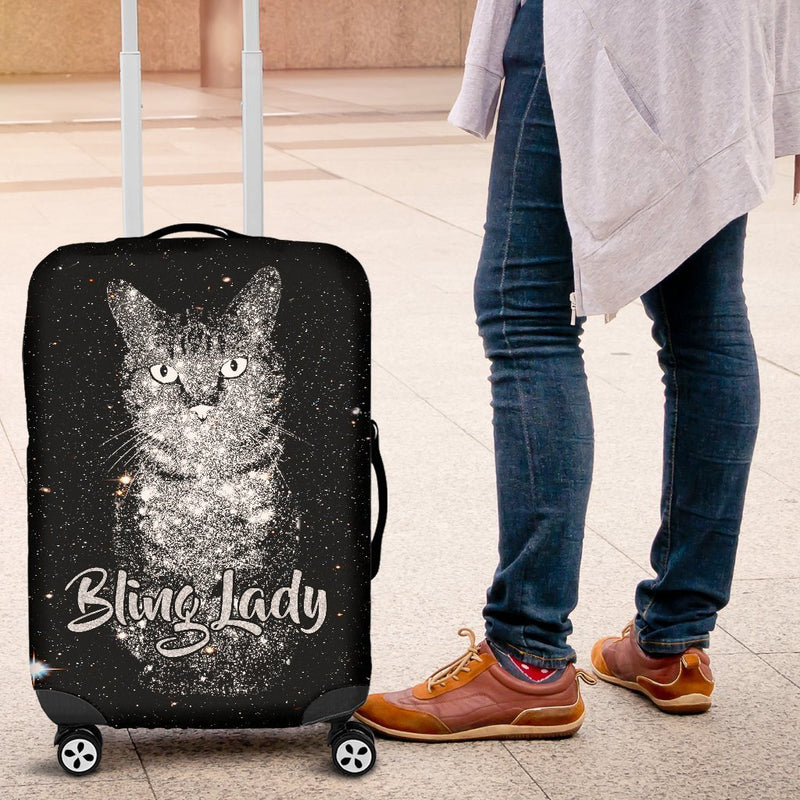 Bling Bling Cat - Glittery Cat Luggage Cover interestprint