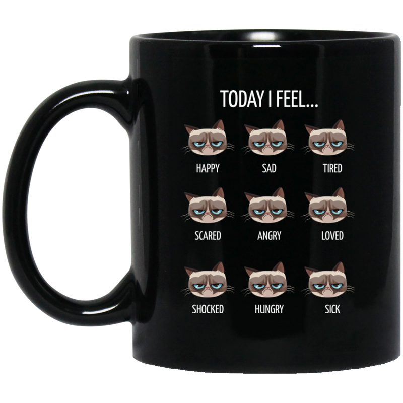 Cat Coffee Mug Today I Feel Grumpy Cat 11oz - 15oz Black Mug CustomCat