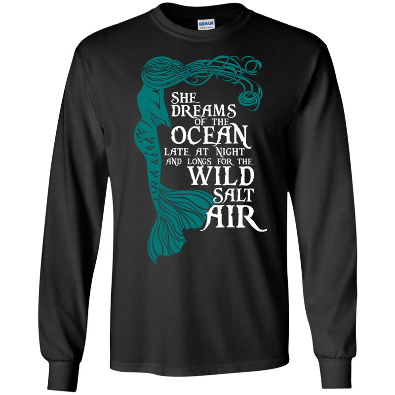 CustomCat G240 Gildan LS Ultra Cotton T-Shirt / Black / Medium She Dreams Of The Ocean