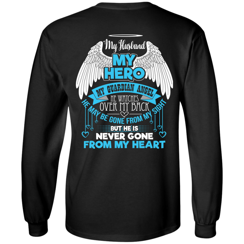 CustomCat LS Ultra Cotton Tshirt / Black / Small My Husband - My Hero - My Guardian Angel Tshirt