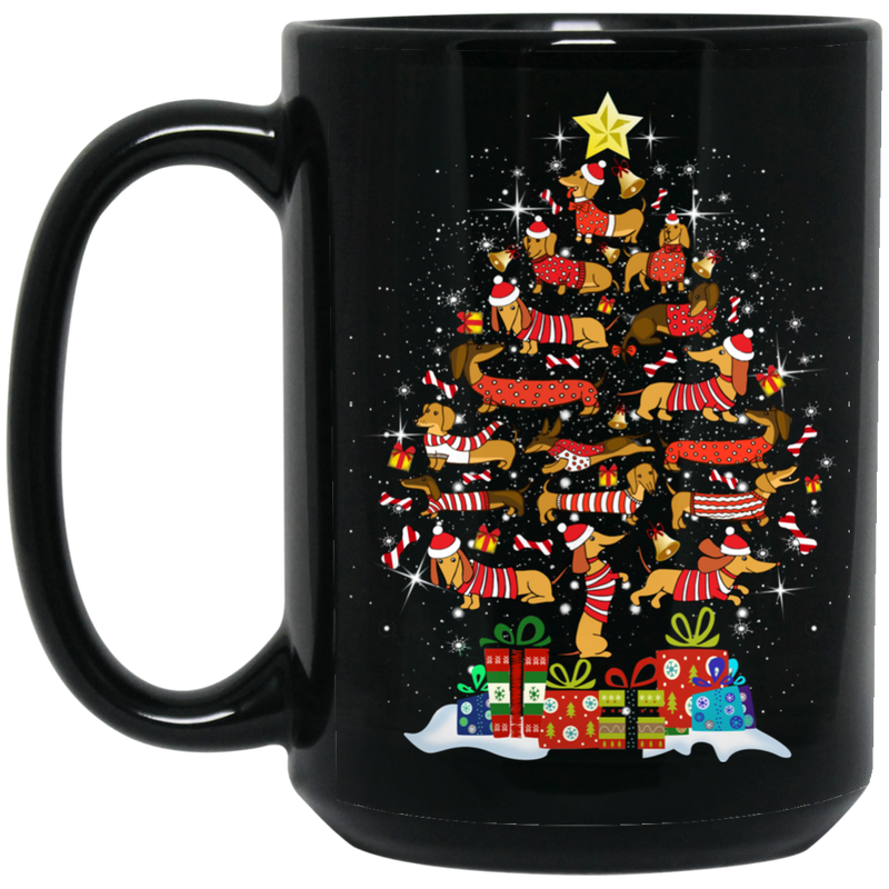 Dachshund Shaped as Christmas Tree Printed Mug 11 Oz - 15 Oz CustomCat