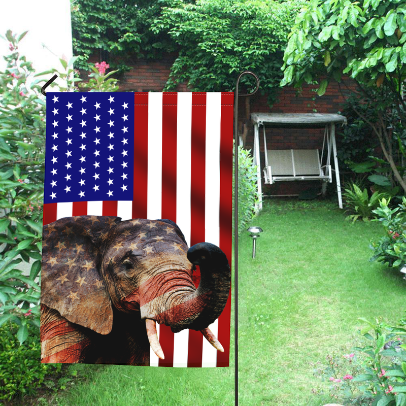 Elephant  American Garden Flag 12" x 18"(Twin Sides) interestprint