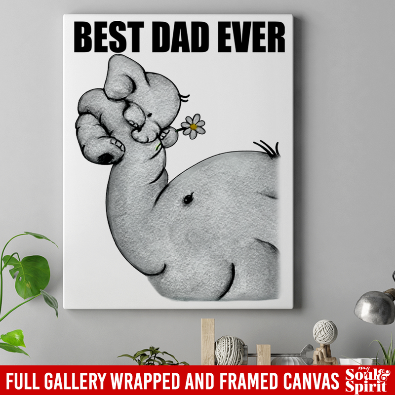 Elephant Canvas - Best Dad Ever Elephant Canvas Wall Art Decor