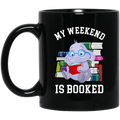 Elephant Coffee Mug My Weekend Is Booked Cute Elephant Reading Book Glasses Gift 11oz - 15oz Black Mug CustomCat