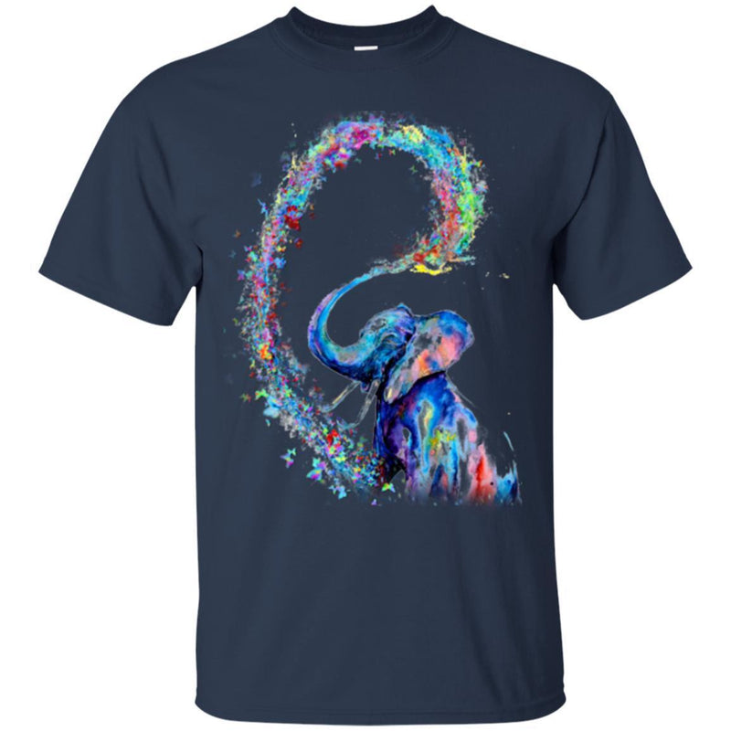 Elephant T-Shirt Colorful Elephant Drawing Hawaiian Expression Tees Colorful Graphic Tee Shirt CustomCat