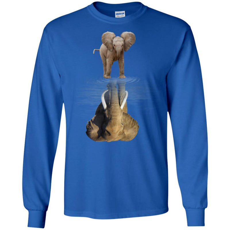 Elephant T-Shirt Elephant Baby Elephant Mature Elephant Water Surface Mammoth Fiction Tee Shirt CustomCat