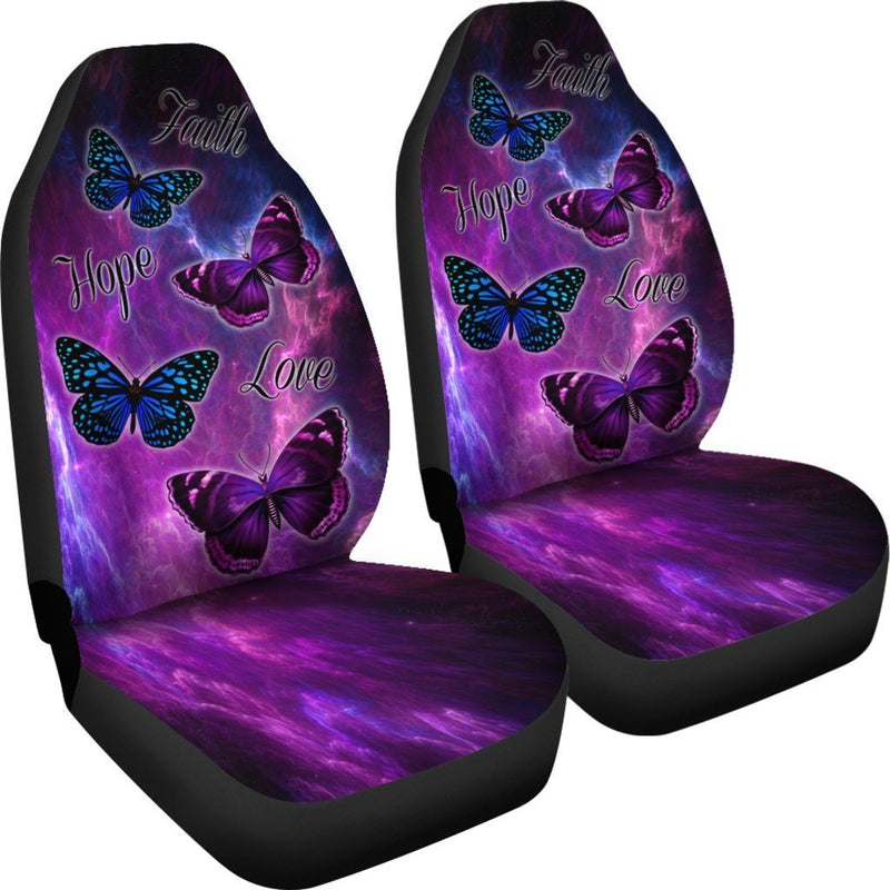 Faith Hope Love 4 Butterflies Car Seat Covers (Set of 2) interestprint