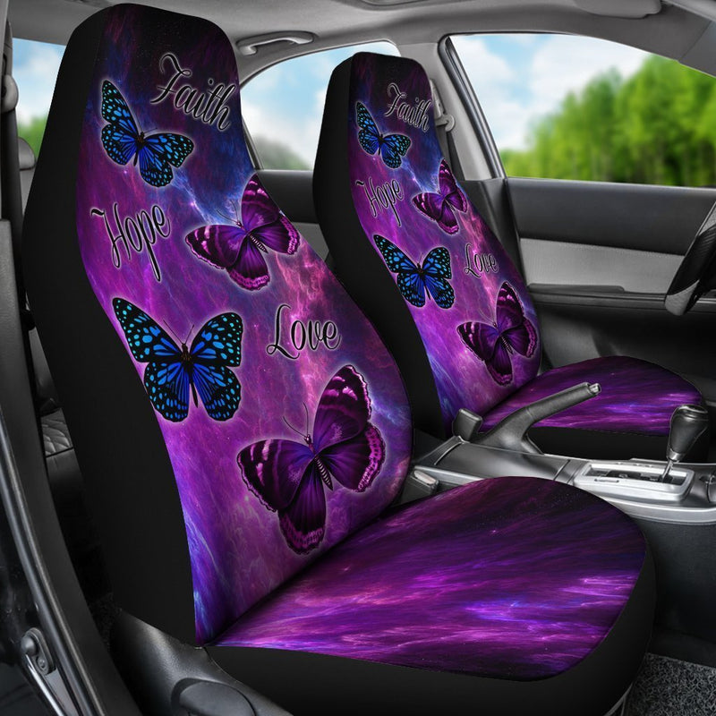 Faith Hope Love 4 Butterflies Car Seat Covers (Set of 2) interestprint
