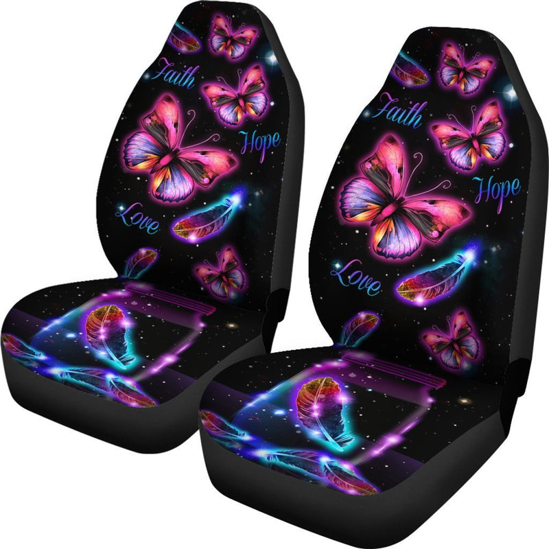Faith Hope Love Butterfly In Dark Car Seat Covers (Set of 2) interestprint