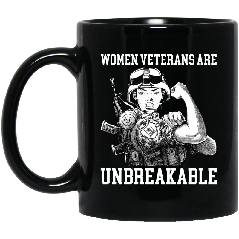 Female Veteran Coffee Mug Women Veterans Are Unbreakable 11oz - 15oz Black Mug CustomCat