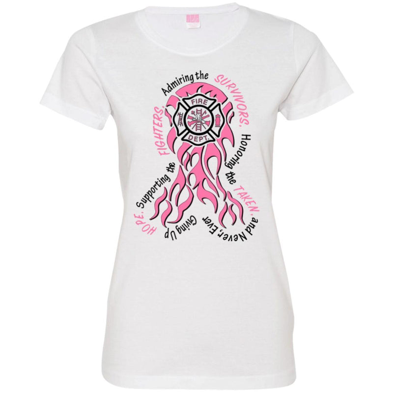 Firefighter Breast Cancer Awareness Pink Ribbon Gift Female Tee Shirt CustomCat