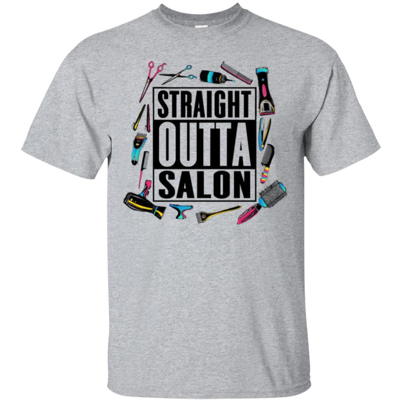 Hairstylist T-Shirt Many Hairdressing Tools Around Straight Outta Salon Quote Tee Gifts Tee Shirt CustomCat