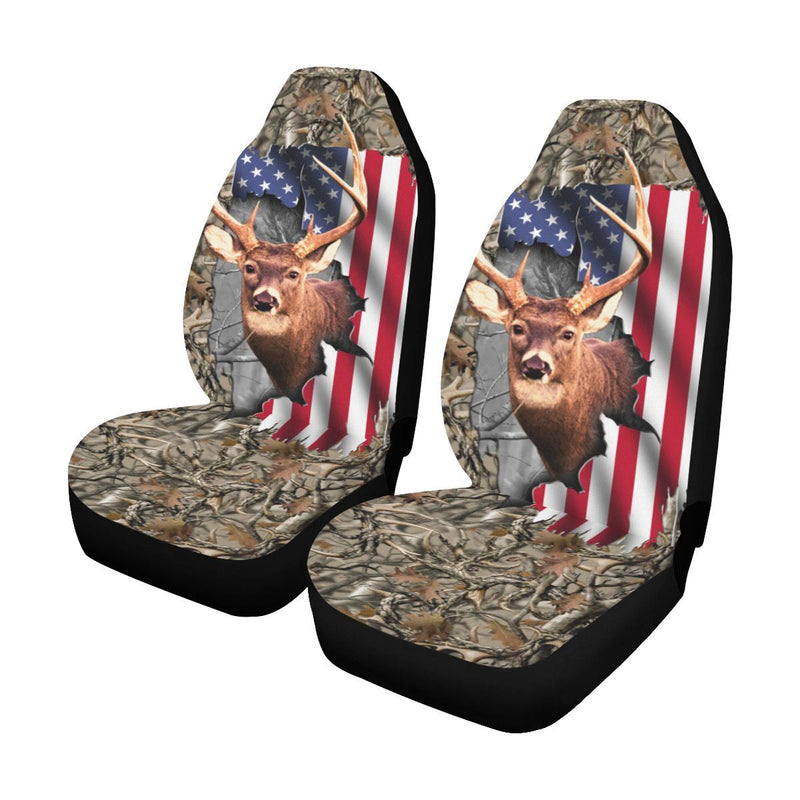 Hunting Amercan Flag Car Seat Cover Car Seat Covers (Set of 2)
