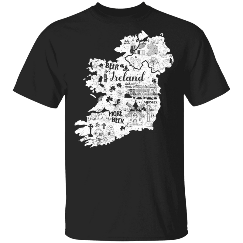 Ireland Map Beer Funny Gifts Patrick's Day Irish T-Shirt