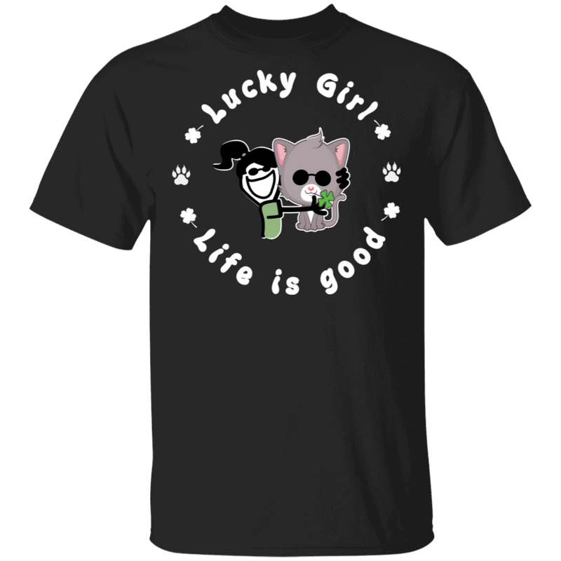 Lucky Girl- Cat Funny Gifts Patrick's Day Irish T-Shirt