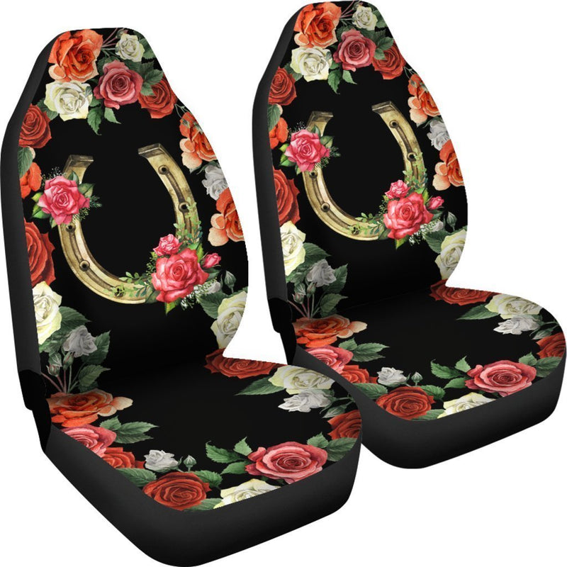 Meaningful Watercolor Horseshoes With Rose Car Seat Covers (Set Of 2)