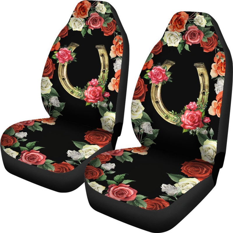 Meaningful Watercolor Horseshoes With Rose Car Seat Covers (Set Of 2)