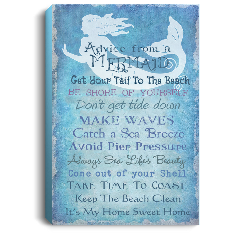 Mermaid Canvas - Advice From A Mermaid Get Your Tail To The Beach Canvas Wall Art Decor