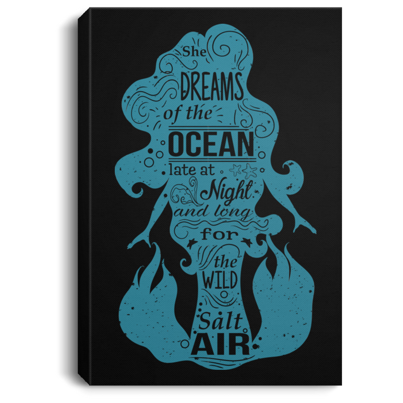 Mermaid Canvas - Mermaid She Dreams Of The Ocean Late At Night Canvas Wall Art Decor