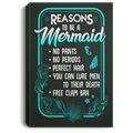 Mermaid Canvas Wall Art - Reasons To Be A Mermaid No Pants No Periods Perfect Hair Free Clam Bra