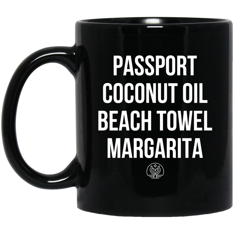 Mermaid Coffee Mug Passport Coconut Oil Beach Towel Margarita 11oz - 15oz Black Mug