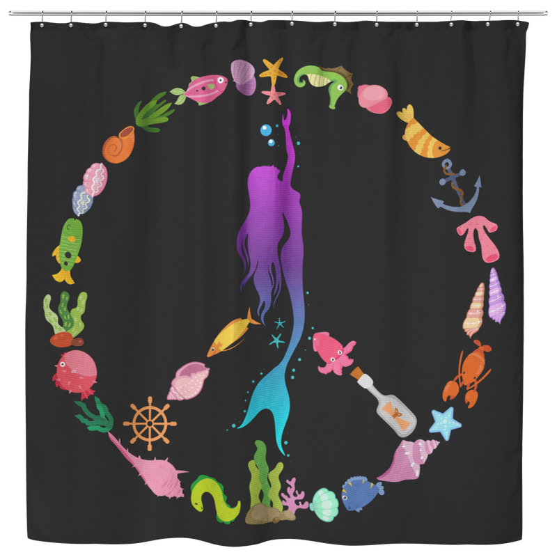 Mermaid Shower Curtains Peace Shape Is A Combination Of Mermaid And Her Ocean Friends For Bathroom Decor