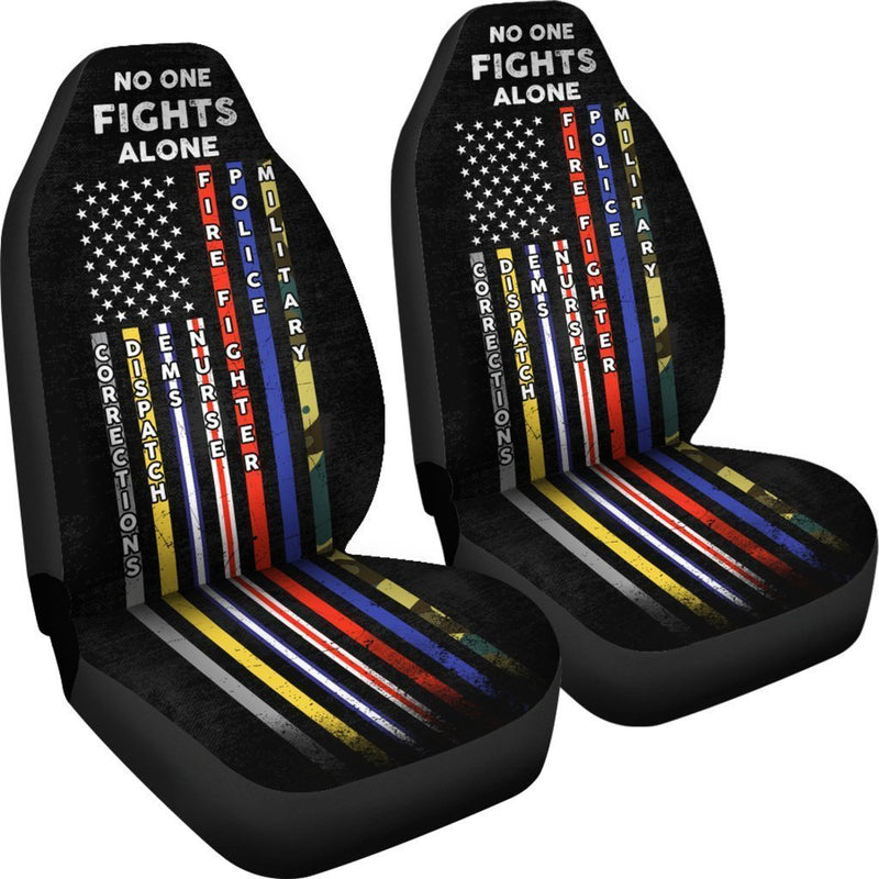 No One Fights Alone - Unique Design Of Car Seat Covers (Set Of 2)