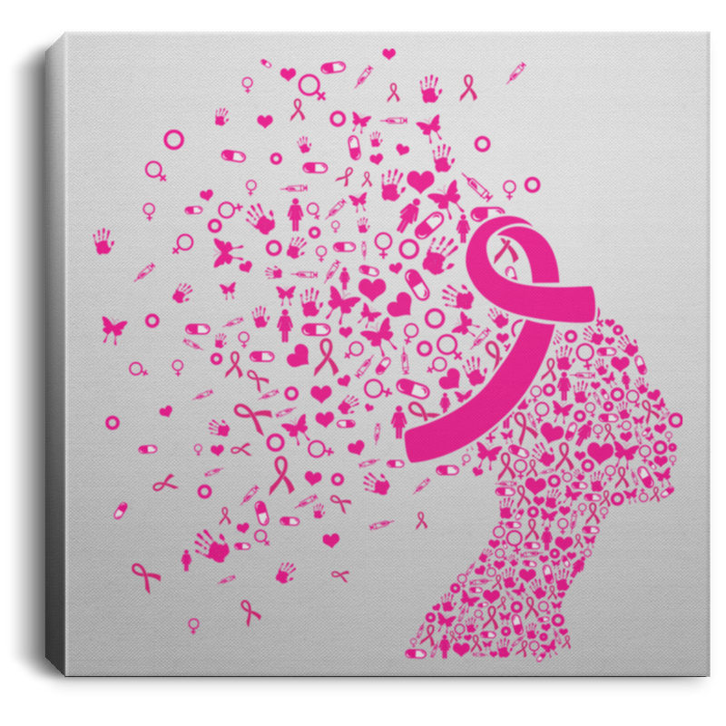 Pink Ribbon Awareness Canvas - Breast Cancer Awareness Canvas Wall Art Decor