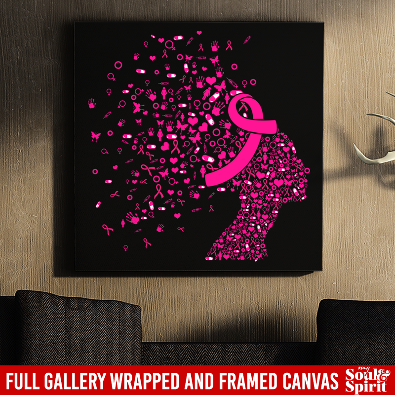 Pink Ribbon Awareness Canvas - Breast Cancer Awareness Canvas Wall Art Decor