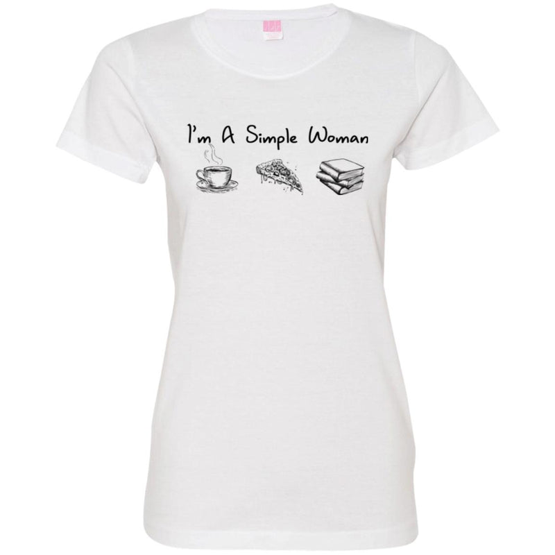 Reader Teacher T-Shirt I'm A Simple Woman Coffee Pizza Books Funny Gift Book Lovers Shirts CustomCat
