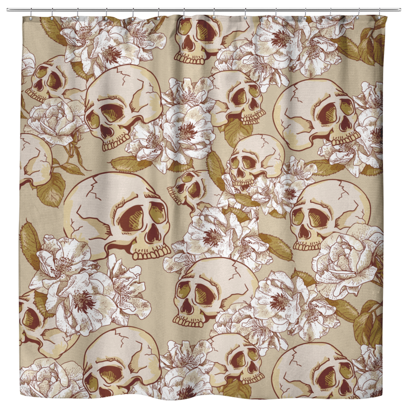 Skull Shower Curtains Vintage Design Of Sugar Skull With Flower For Bathroom Decor