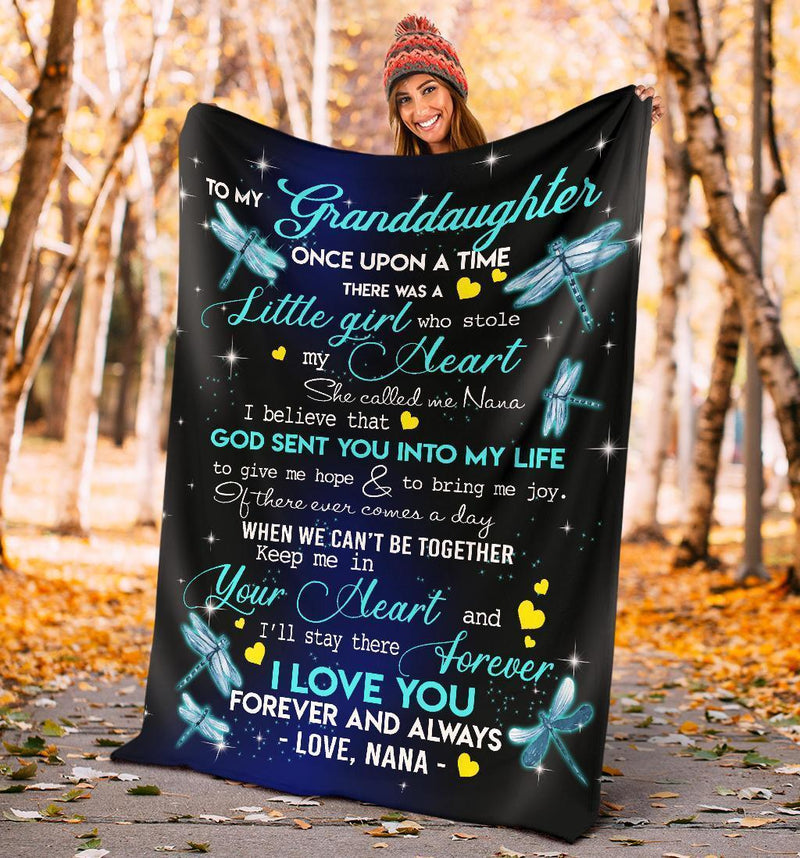 To My Granddaughter Nana Dragonflies Fleece Blanket interestprint