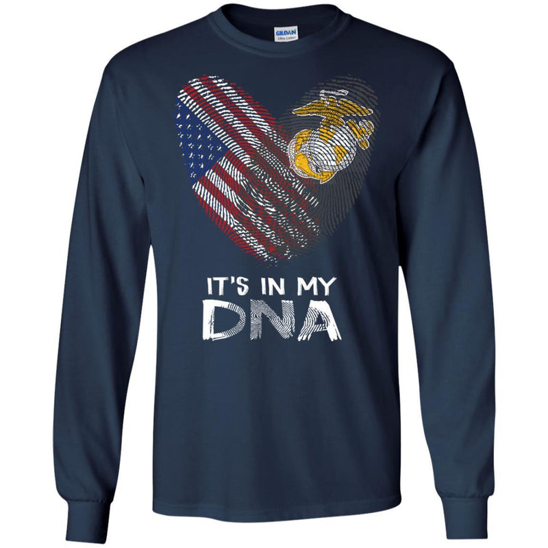 USMC Veteran T Shirt Fingerprints It's In My DNA United States Marine Corps Veteran Shirts CustomCat