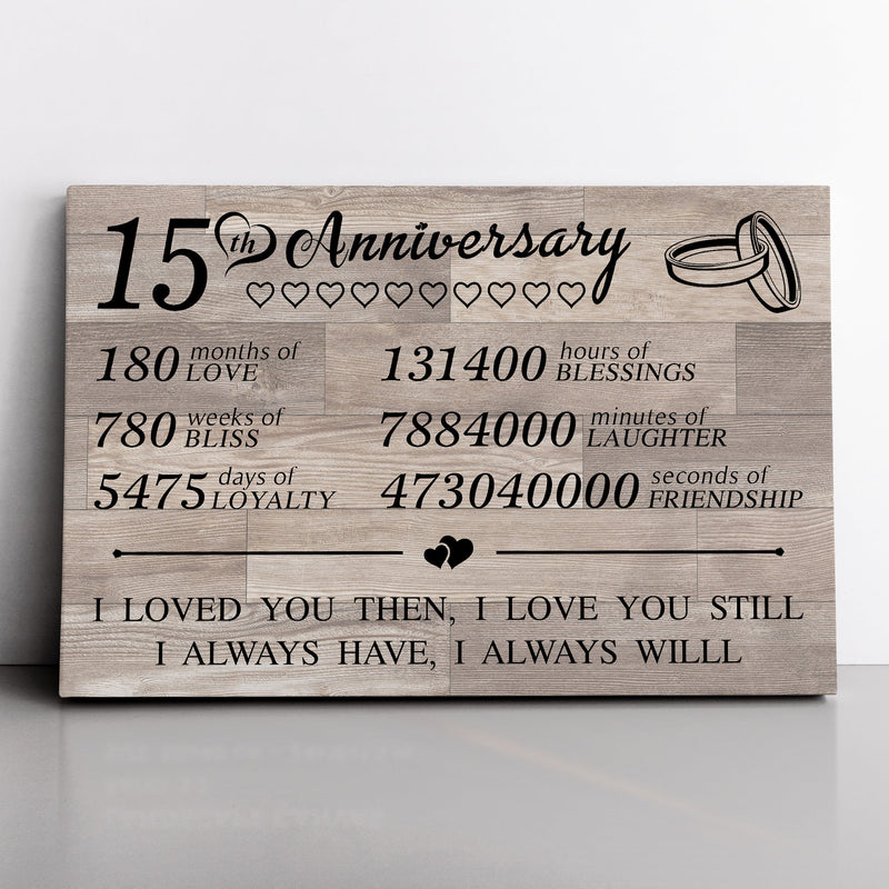 15 Year Anniversary Canvas Gifts for Boyfriend Girlfriend Husband Wife, First 15th Wedding Anniversary Canvas Gift for Him Men Her Women CANLA15_Print Anniversary Canvas