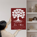 40th Anniversary Gift, Personalized Gifts Family Name Sign Canvas Wall Art Custom Family Tree Gift, Last Name Sign Wedding Anniversary Gifts CANPO15_Heart Name Canvas