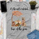 Custom Dog Painting Art Prints It's The Most Wonderful Time Of The Year Shirt Pet Dogs Personalized Dog Lover Gift, Autumn Shirt, Fall Shirt SHIRTS_Autumn Dog Girl