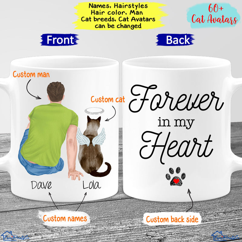 Custom Photo Name Personalized Pet Memorial Mug, Pet Loss Cat Loss Gift, Forever In My Heart, Custom Mug, Sympathy Gift Cat Bereavement Gift MUG_Cat Mug